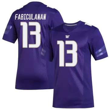 Men's Kamren Fabiculanan Washington Huskies Adidas Premier Purple Replica Football Jersey