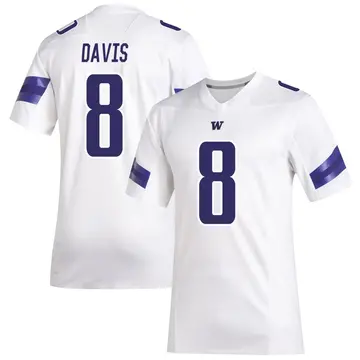Men's Tacario Davis Washington Huskies Adidas Premier White Replica Football Jersey